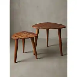 Netto Marken-Discount KADIMA DESIGN Rustikales Sheesham Holz Beistelltisch Set, 2 Stück, Landhausstil, stabil Angebot