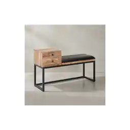 Netto Marken-Discount KADIMA DESIGN Retro-Sitzbank TEXAS mit Schubladen, Moderner Retro-Stil aus Ziegenleder und Metall Angebot