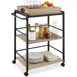 Netto Marken-Discount tectake Servierwagen , Industrial Style, 3 Ebenen und abnehmbares Tablett, 65 x 41,5 x 87 cm Angebot