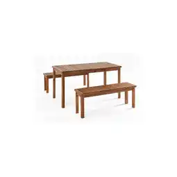 Netto Marken-Discount 3tlg. Gartensitzgruppe Brian aus 100% Akazienholz, ca. 240 x 180 x 85 cm - Hellbraun Angebot