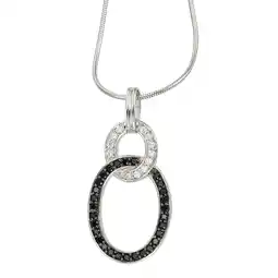 Netto Marken-Discount Celesta Silber Halskette Silber 925 rhodiniert 42+5cm mit Zirkonia-Steinen weiß und schwarz Angebot