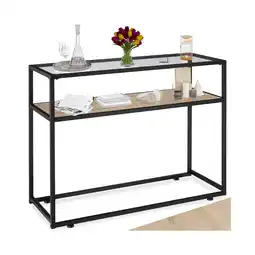Netto Marken-Discount tectake Konsolentisch, Industrial Style, 2 Ablagen, mit Glasplatte, 100 x 41 x 80,5 cm Angebot