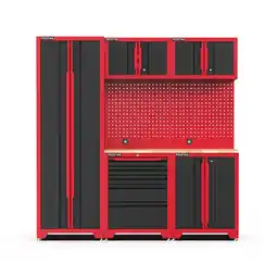 Netto Marken-Discount Feistos FEISTOS Werkstatteinrichtung Novo 1 Metall Werkzeugschrank schwarz & rot 45,7x198x198cm Angebot