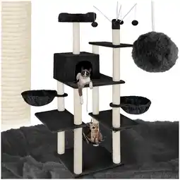 Netto Marken-Discount tectake Kratzbaum, 165 cm, mit Katzenhaus, inklusive 4 Spielbällen, Kordel und Kippschutz Angebot