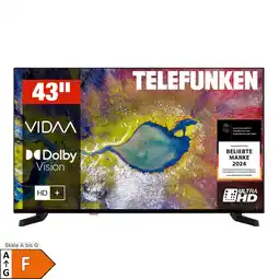 Netto Marken-Discount Telefunken D43U790B2CW Fernseher 43 Zoll Smart TV VIDAA 4K UHD, HDR Dolby Vision, HD+ (2026) Angebot
