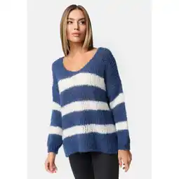 Netto Marken-Discount PM SELECTED Damen Warmer Strickpullover Pullover mit Candy Stripes in Einheitsgröße PM67 Angebot