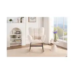 Netto Marken-Discount HOME DELUXE Schaukelstuhl inkl. Hocker NARA Boucle Weiß Angebot