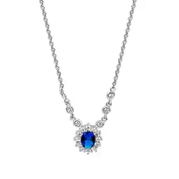 Netto Marken-Discount Zeeme Silber Halskette Silber 925 rhodiniert mit Zirkonia blau und weiß Angebot