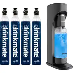Netto Marken-Discount Drinkmate OmniFizz Sprudelwasser- und Sodabereiter, mit vier 425g CO2-Flaschen, Matt-schwarz Angebot