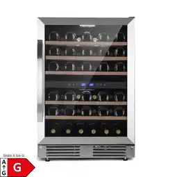 Netto Marken-Discount Vinovilla 50 Duo Zweizonen-Weinkühlschrank 53l 17 Fl. 3-Farben Glastür Edelstahl 2 Kühlzonen Angebot