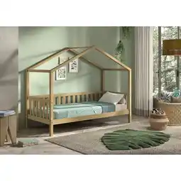 Netto Marken-Discount Dallas 1 Hausbett mit seitlicher Umrandung 90 x 200 cm Liegefläche, Eiche Natur Angebot