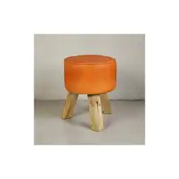 Netto Marken-Discount KADIMA DESIGN Country-Stil Sitzhocker, Ziegenleder, Holzgestell, 45 cm - Robust & Handgefertigt Angebot