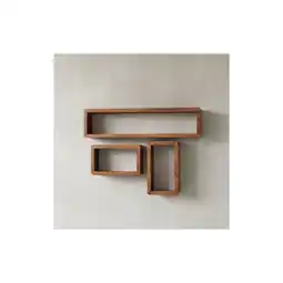 Netto Marken-Discount KADIMA DESIGN Wandregal Set TEKO CUBES: 3-teilig, abgerundete Ecken, hohe Belastbarkeit, Massivholz Angebot