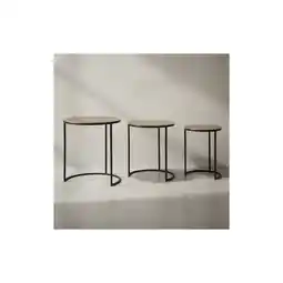 Netto Marken-Discount KADIMA DESIGN Eleganter Satztisch Metall Rund, 3er Set, Aluminium Gold/Schwarz Angebot