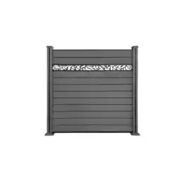 Netto Marken-Discount WPC-Sichtschutzzaun Valla – 1 Elemente mit 2 Pfosten – 190 cm Höhe mit Dekorelement – Grau Angebot