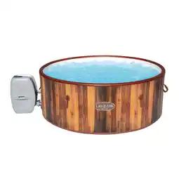 Netto Marken-Discount Bestway LAY-Z-SPA Whirlpool Helsinki AirJet Plus für 7 Personen, Ø 180 x 66 cm, Holz-Optik (Pinie) Angebot