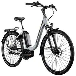 Netto Marken-Discount Zündapp X300 E Bike Damenfahrrad 155 - 180 cm Stadtrad Pedelec Bosch silber/gelb Angebot