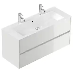Netto Marken-Discount Badmöbel Limes & Doppel-Waschtisch 120cm 2 Greifraum SoftClose Auszüge weiß Hgl Angebot