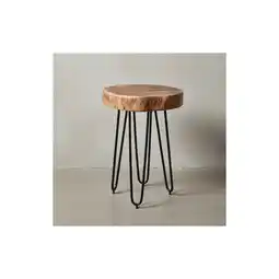 Netto Marken-Discount KADIMA DESIGN Beistelltisch BALU Massivholz: Metallbeine, Baumstammoptik, robust, pflegeleicht Angebot