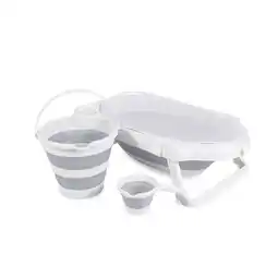 Netto Marken-Discount Cangaroo Badewannen-Set Hawaii 4-teilig faltbar Wasserablauf Ablagefächer Netz grau Angebot