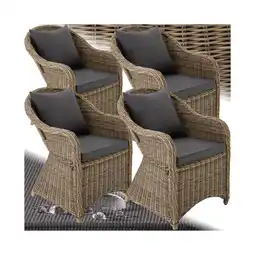 Netto Marken-Discount tectake 4er Set Aluminium Rattansessel, wetterfest und UV-beständig, pflegeleicht, kein Aufbau Angebot