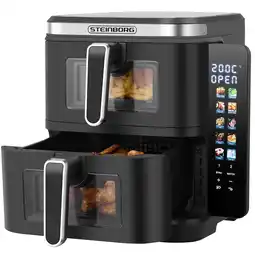Netto Marken-Discount Steinborg Doppelheißluftfritteuse 11L (5,5+5,5L) Antihaftbeschichtung 2800W Angebot