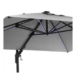 Netto Marken-Discount Arles Sonnenschirm 300 x 300 cm Polyester UV50+ wasserabweisend LED-Licht Anthrazit Angebot