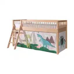 Netto Marken-Discount FAGUS halbhohes Bett 90 x 200 cm, inkl. Lattenrost, mit Textilset Dino, Ausf. Buche massiv natur Angebot