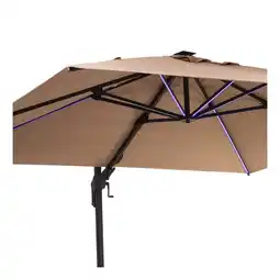 Netto Marken-Discount Arles Sonnenschirm 300 x 300 cm Polyester UV50+ wasserabweisend LED-Licht Helles Taupe Angebot