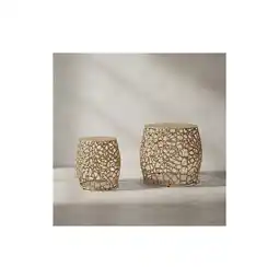 Netto Marken-Discount KADIMA DESIGN 2-teiliges Satztisch-Set aus Gold-Aluminium, Handgefertigt mit Aststruktur Angebot