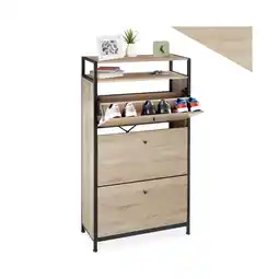 Netto Marken-Discount tectake Schuhschrank, Industrial Style, mit 3 Klappen, inklusive Kippschutz, 61 x 32 x 130 cm Angebot