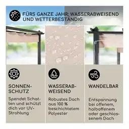 Netto Marken-Discount Pantheon 3x6 Pergola Vordach 3x6m Aluminium Sonnendach Polyester beige Beige 3 x 6 m Schwarz Angebot