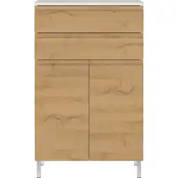 Netto Marken-Discount Germania Kommode 4332-559 GW-Torrance, in Weiß/Eiche, mit Türdämpfung, 60 x 97 x 34 cm (BxHxT) Angebot