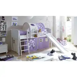 Netto Marken-Discount TiCAA Hochbett mit Rutsche Rutschbett Ekki Country Kiefer Weiß Motiv Angebot