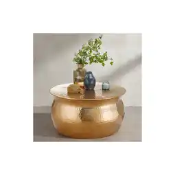 Netto Marken-Discount KADIMA DESIGN Couchtisch ENNS: Orientalisch, Hammerschlagstrukturen, Aluminium, handgefertigt Angebot