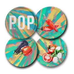 Netto Marken-Discount Mäser Pizzateller, Porzellan Pop Blau, Grün, Rot, Weiß Angebot