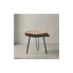 Netto Marken-Discount KADIMA DESIGN Massivholz Beistelltisch, Industrial-Stil, Handgefertigt, Baumkante Design Angebot