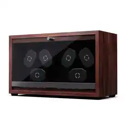 Netto Marken-Discount Brienz 6 Uhrenbeweger, 6 Uhren, 4 Modi, Holz-Optik, blaue Innenbeleuchtung Walnuss Angebot