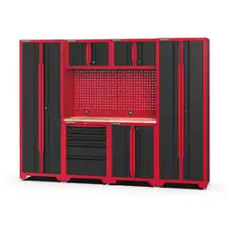 Netto Marken-Discount Feistos FEISTOS Werkstatteinrichtung Novo 2 Metall Werkstattschrank schwarz & rot 45,7x264x198cm Angebot
