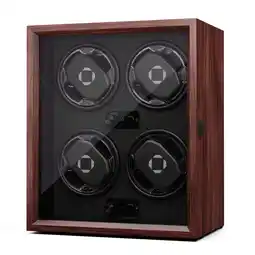 Netto Marken-Discount Brienz 4 Uhrenbeweger, 4 Uhren, 4 Modi, Holz-Optik, blaue Innenbeleuchtung Walnuss Angebot