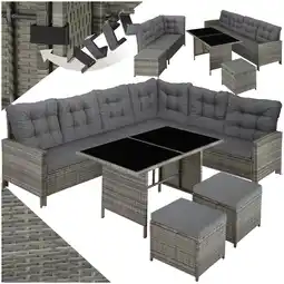 Netto Marken-Discount tectake Rattan Lounge, für 6 bis 8 Personen, UV-beständig, mit Sicherheitsglasplatten Angebot