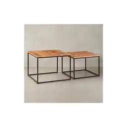 Netto Marken-Discount KADIMA DESIGN Industrie-Stil Wohnzimmertisch 2er Set, Holz & Metall, Quadratisch Angebot
