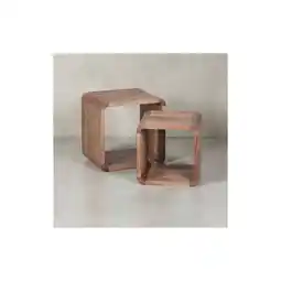 Netto Marken-Discount KADIMA DESIGN Moderne Akazie Satztische 2er Set, Massivholz - Vielseitig & Handgefertigt Angebot