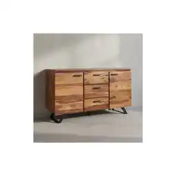 Netto Marken-Discount KADIMA DESIGN Stilvolles Sheesham Sideboard mit Baumkanten-Design, 145x82x45 cm, Metallgestell Angebot