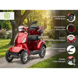 Netto Marken-Discount Econelo E-Seniorenmobil Voltrixx, Blei-Akku, 4-Rad, 1000 Watt, Rot Angebot