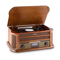 Netto Marken-Discount Belle Epoque 1908 Retro-Microanlage USB CD MP3 Vinyl Holzgehäuse Braun Angebot