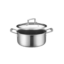 Netto Marken-Discount Mäser Kochtopf 20x9,5 cm mit Glasdeckel, Edelstahl Hestia Keramik Silber / Schwarz Angebot