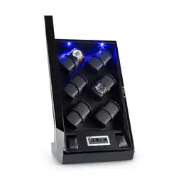 Netto Marken-Discount Klingenthal Uhrenbeweger Rechts-Links-Lauf bis 2200U/d 12 Uhren RGB-LED Touch abschließbar Schwarz Angebot