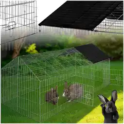 Netto Marken-Discount tectake Freilaufgehege für Kaninchen, aus 12 Gitterelementen, 2 Türen, 180 x 75 x 75 cm Angebot