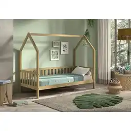 Netto Marken-Discount CABANE Hausbett 90x200 cm und seitlicher Umrandung, Eiche massiv Eiche natur Angebot